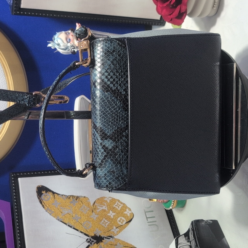 Tory Burch Blue Python Effect & Blue Color Block … - image 7